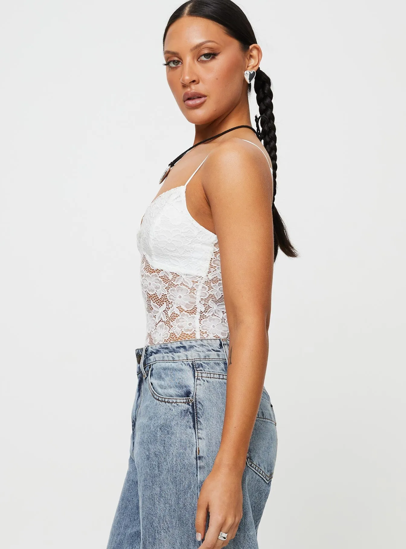 Pennard Lace Bodysuit White Essential Teen