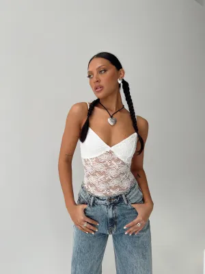 Pennard Lace Bodysuit White Music Classic