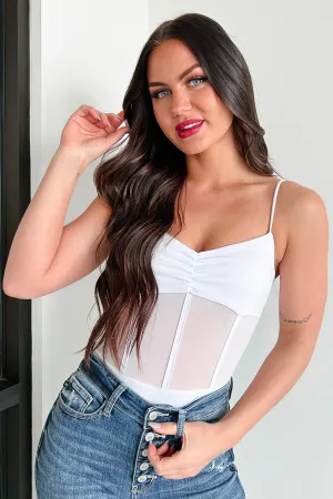 Hooded Sport Integration Easy to disassemble Dangerously Desirable Corset Mesh Bodysuit (White)