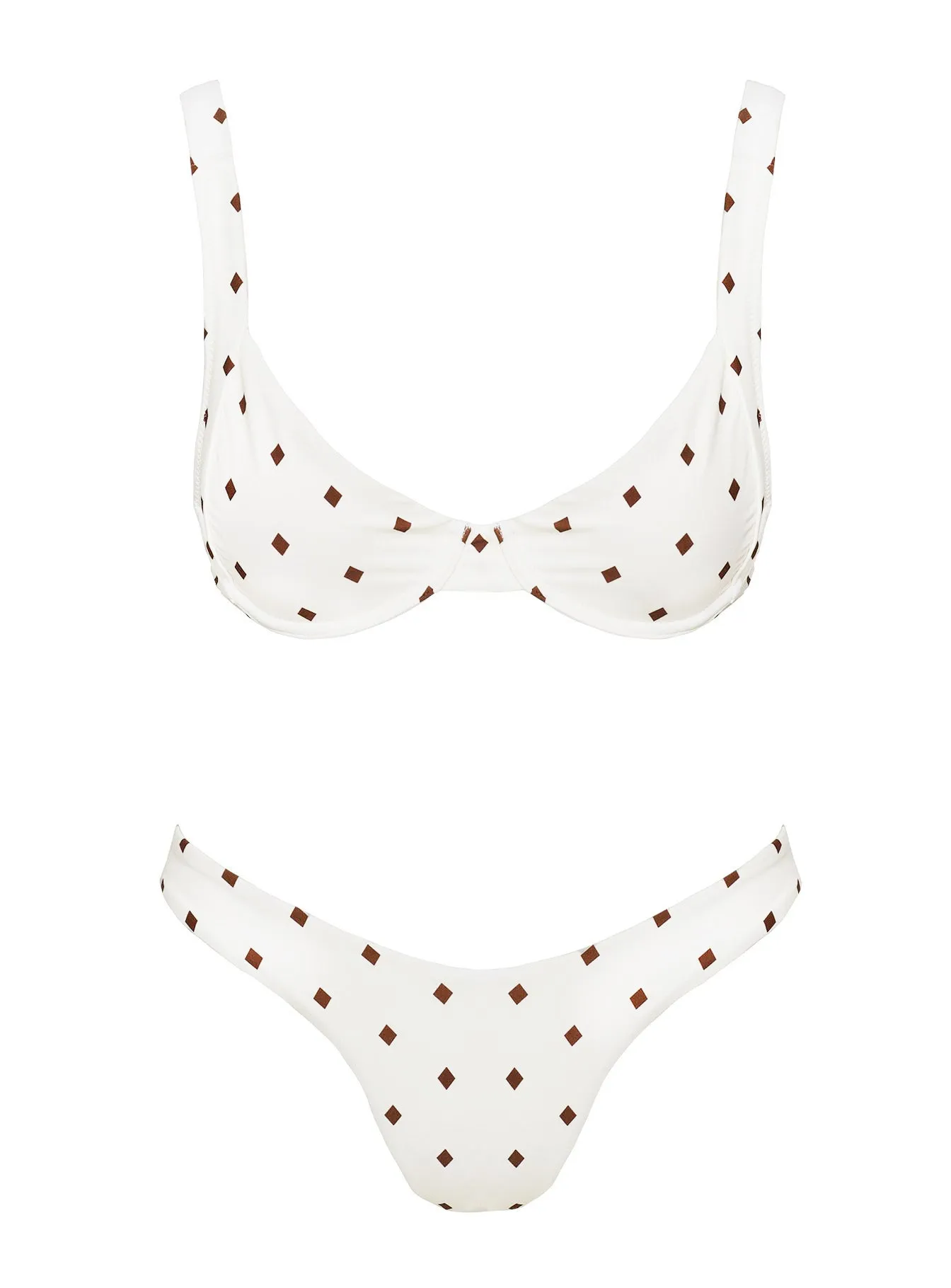 Smooth Silicone Grip Ellie High Cut Bikini Bottoms White Diamond