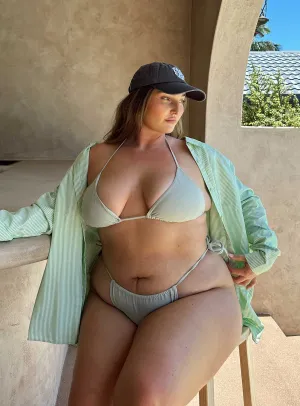 Ultra Fine Mesh Insert Roll Resistant Edges Jenner Bikini Bottom Sage Curve