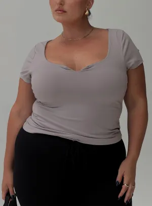 Serenie Top Grey Curve Cross Grain Knit