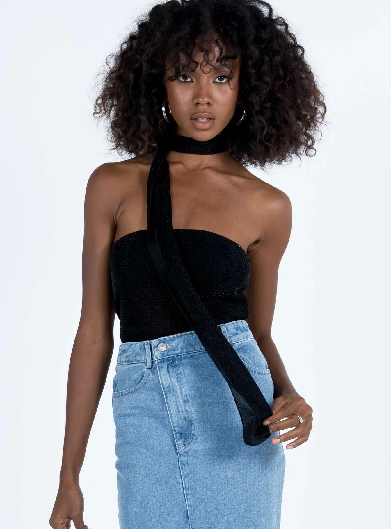 ZeroWasteProduction Tear Resistant Zilber Scarf Tube Top Black