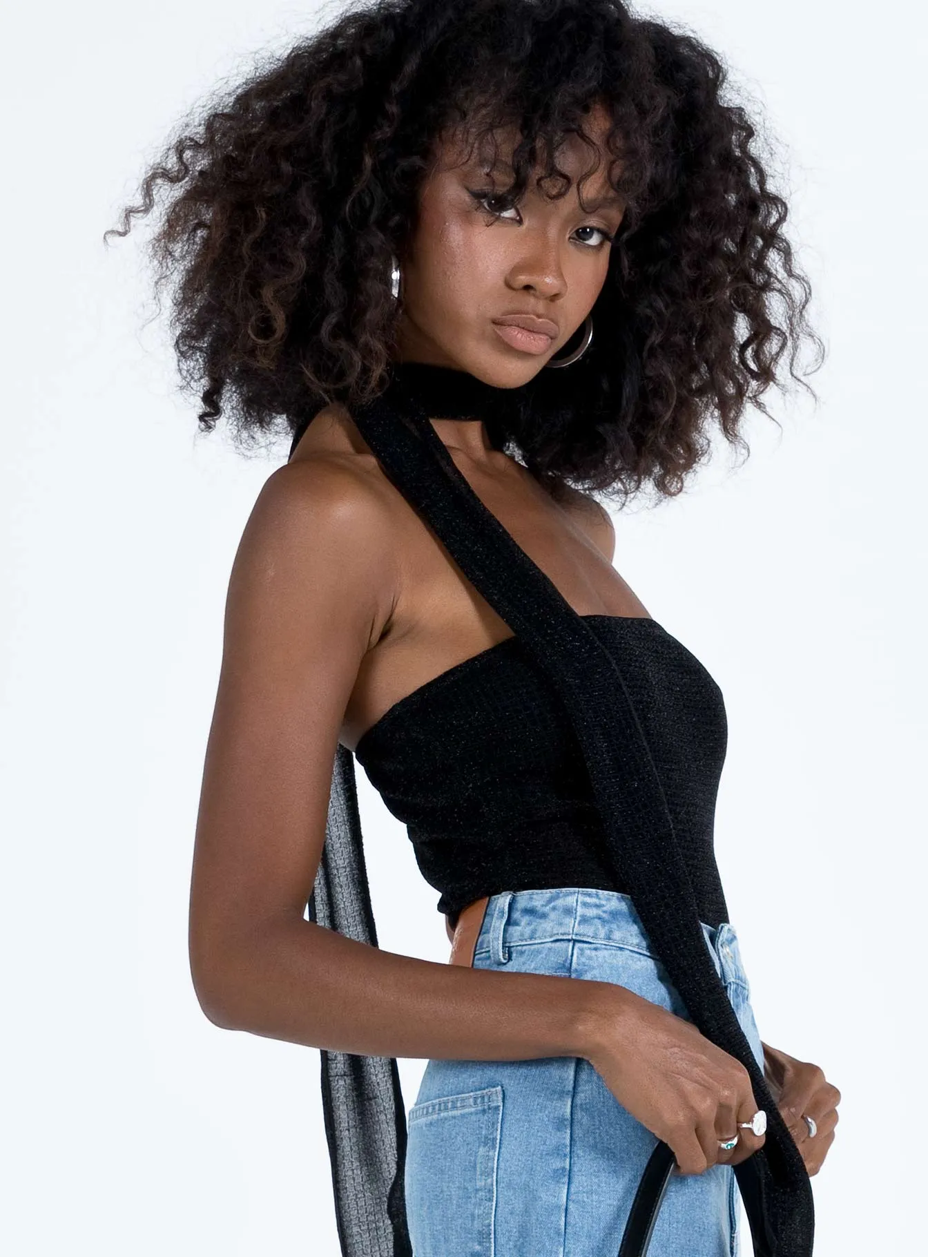 Zilber Scarf Tube Top Black Minimalist Aesthetic