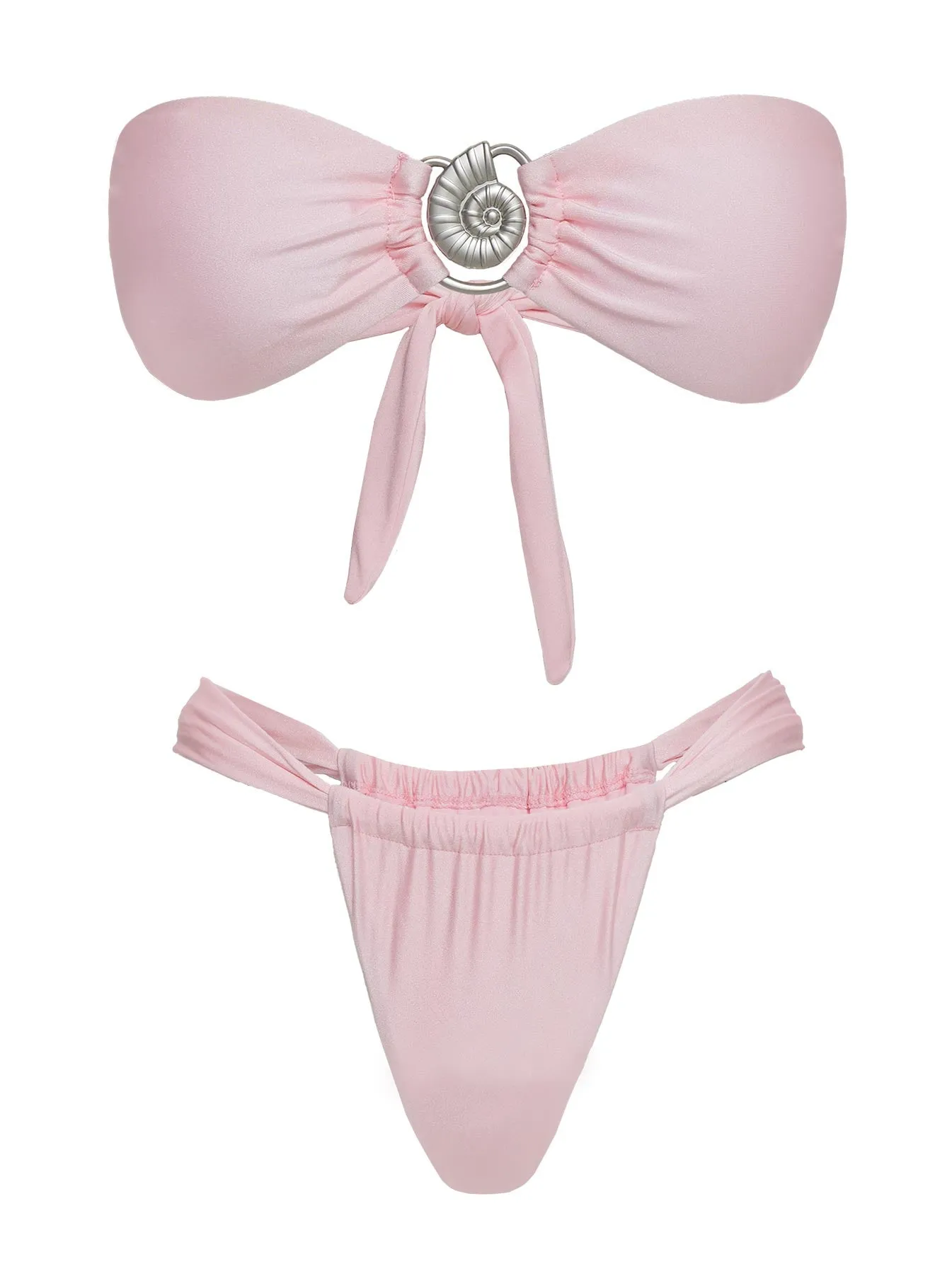 Soft Lining Technology Summer Season Ruched Side Bikini Bottoms Pink