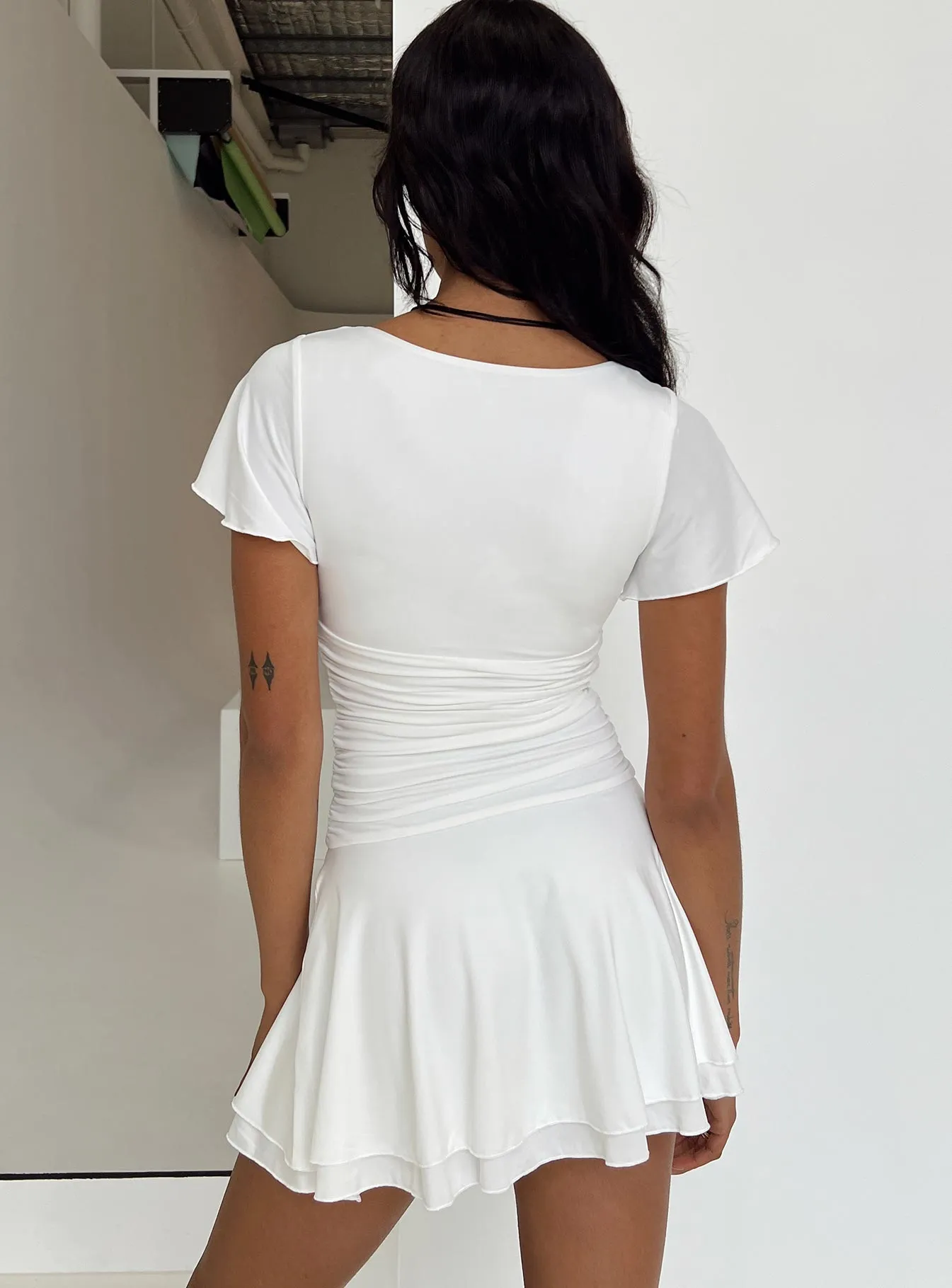 Scene Beat Pack Quick Canino Mini Dress White