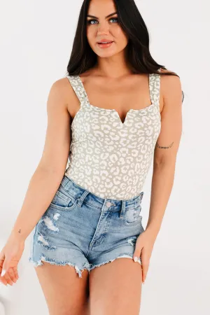 Support - providing Exotic Nights Animal Print Bodysuit (Sage/White)