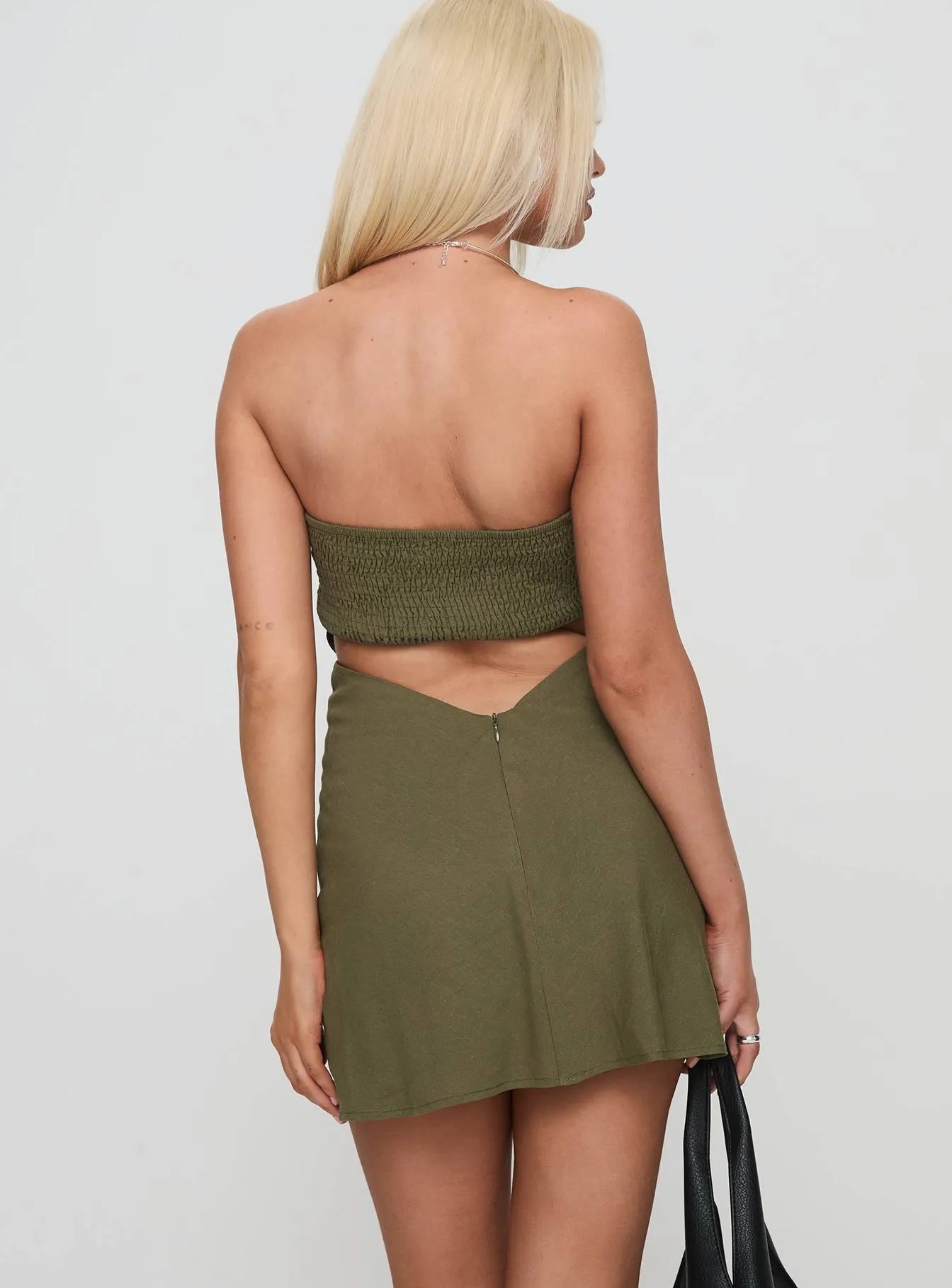 Y2K Feel Temperature Regulating Yahir Mini Dress Sage