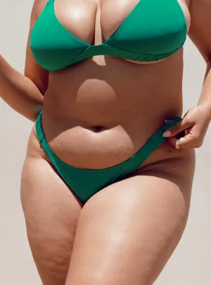 Josie Bikini Bottoms Green Curve Four Way Stretch Fabric Mesh Ventilation Panels