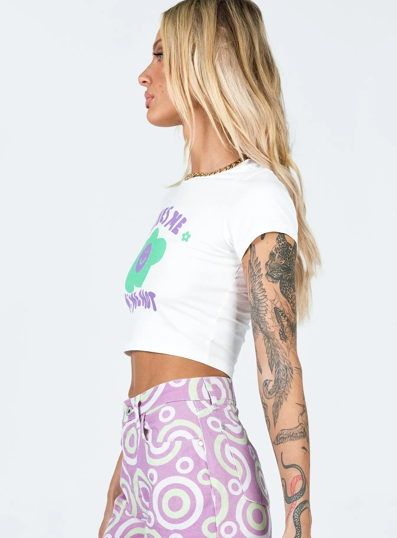 EasyCareFabric Love Me Not Cropped Tee White