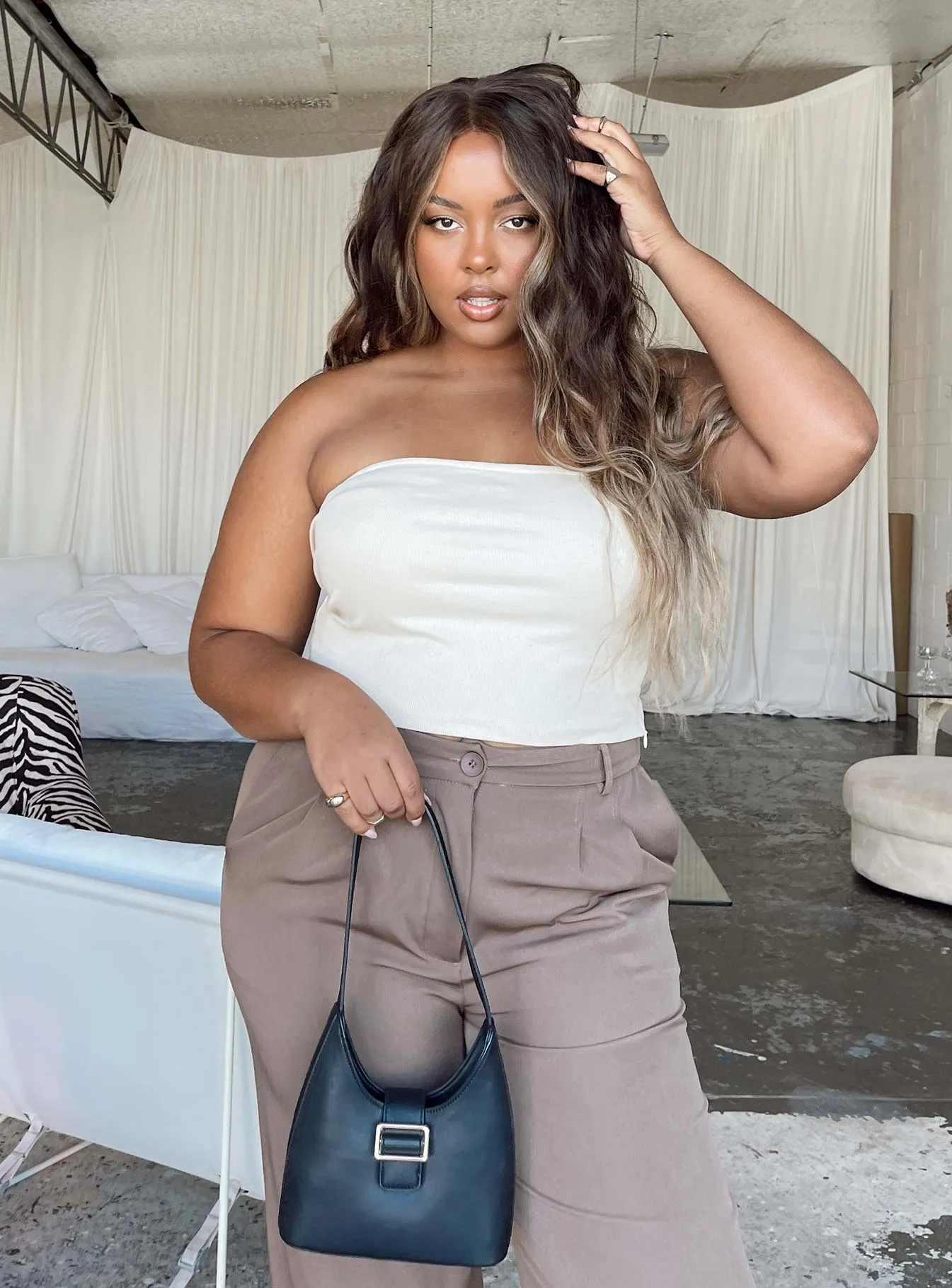 Relaxed Hoodie FrictionResistantEdges Rosehill Strapless Top Beige Curve