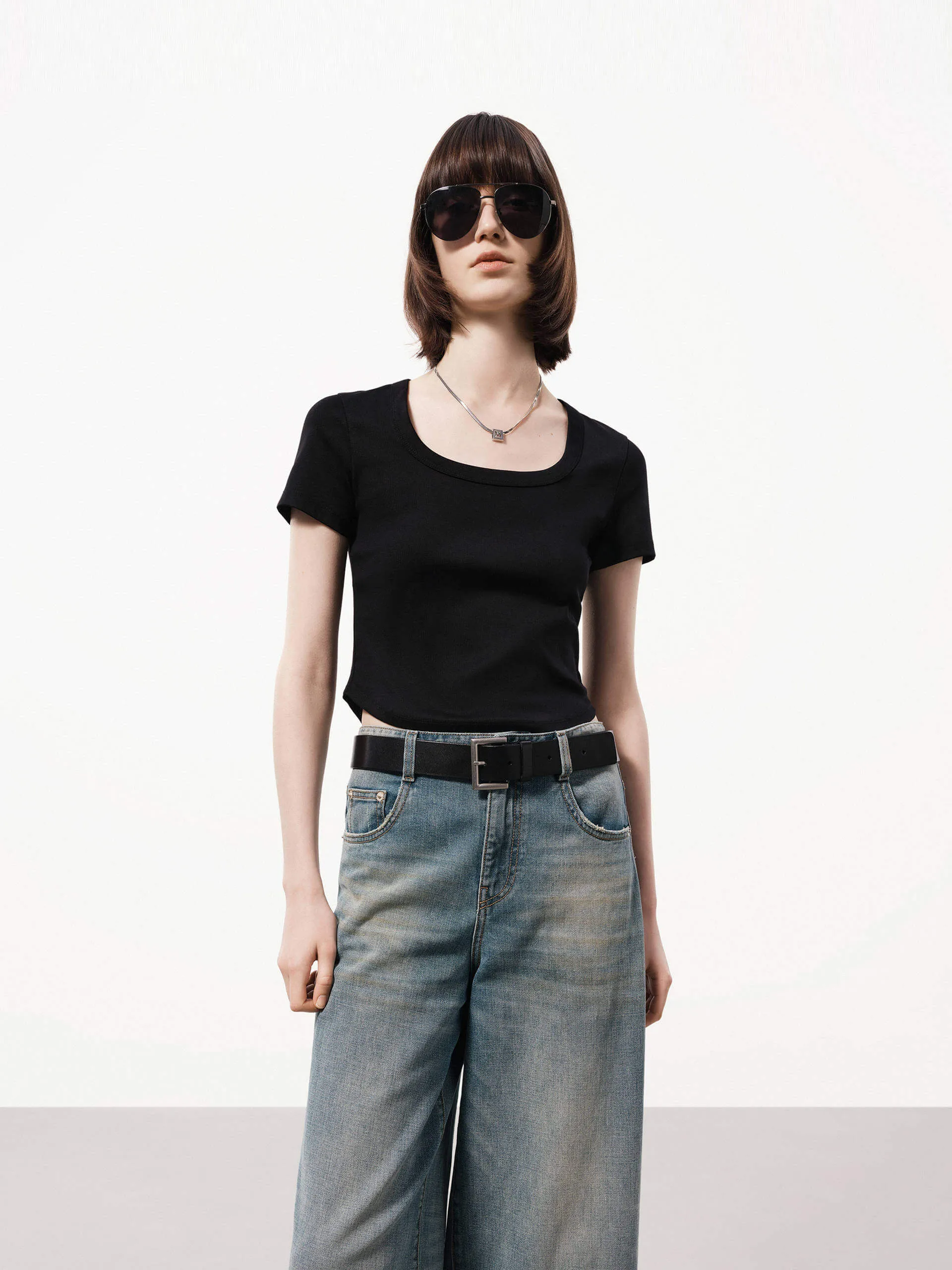 Short Cut Cotton T-shirt Versatile Fit