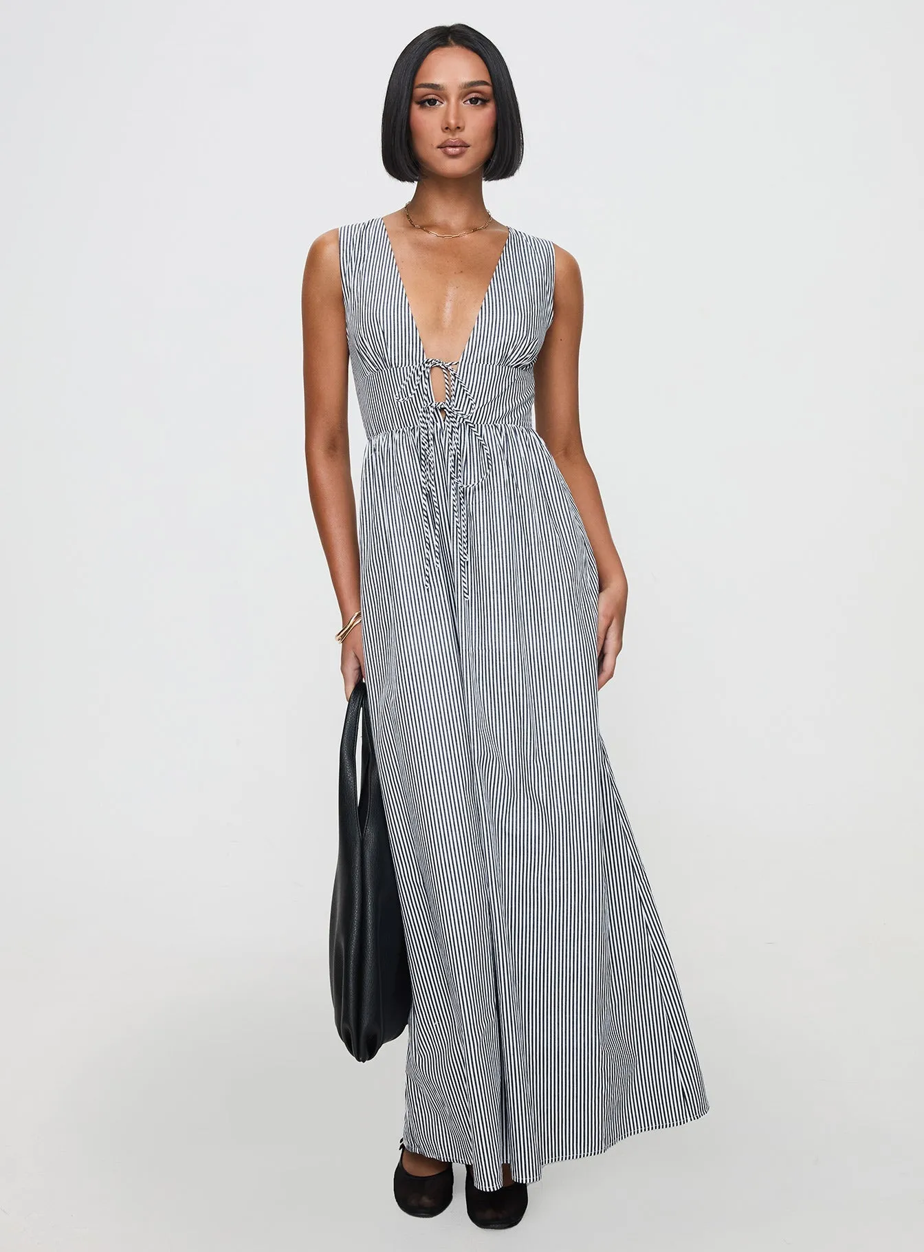 Pokey Maxi Dress Black / White Stripe Strong Aura Cliff View