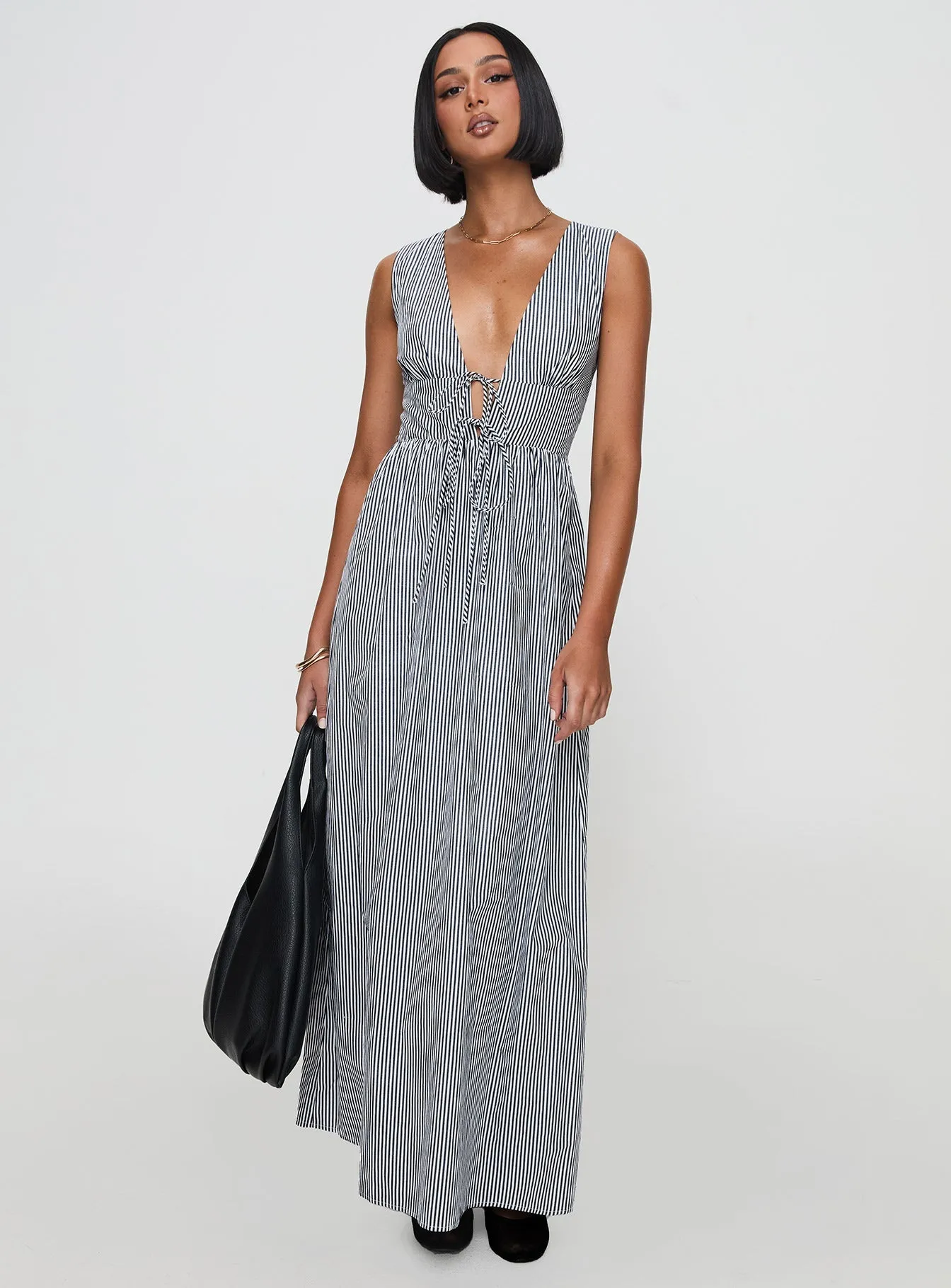Print Art Versatile occasion dress Pokey Maxi Dress Black / White Stripe
