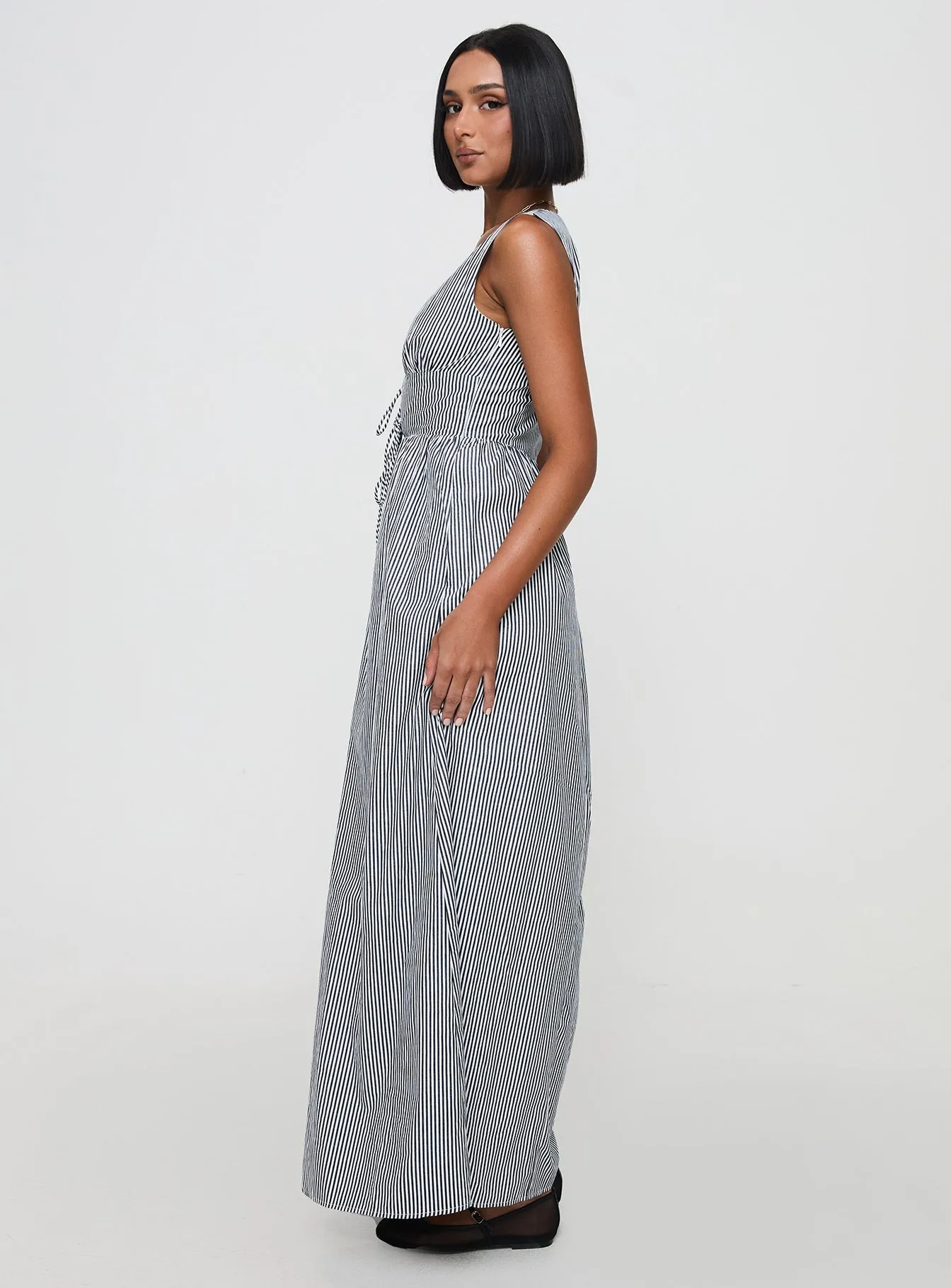 Pokey Maxi Dress Black / White Stripe Brick Glow