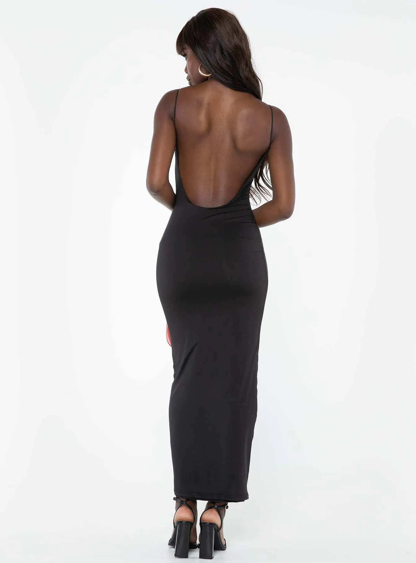 Ruffle Hem Taree Maxi Dress Black