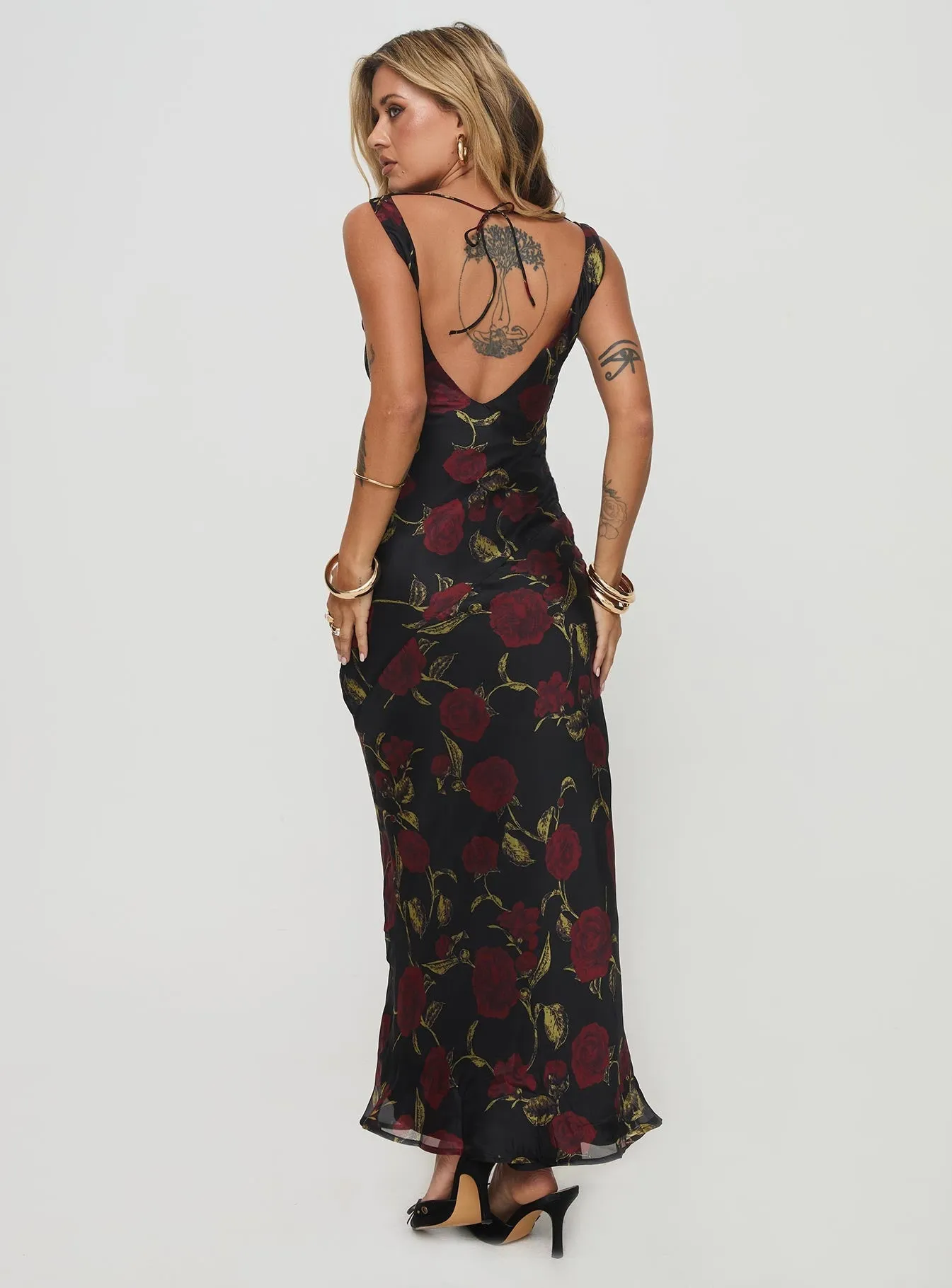 Sunbeam Flow Flexi Maxi Dress Black / Red Floral