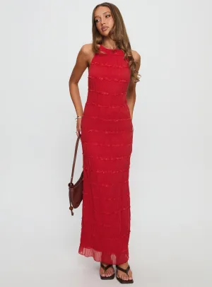 Klarissa Halter Maxi Dress Red This dress provides a polished and sophisticated look while ensuring all-day comfort