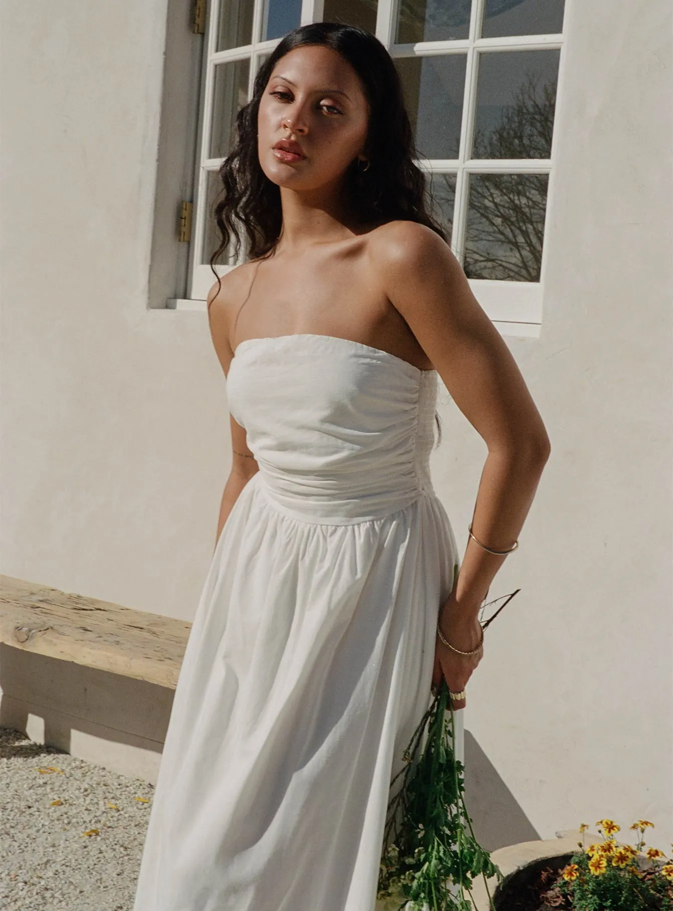 Nicia Strapless Maxi Dress White french chic This dress provides the perfect blend of comfort and sophistication for any occasion