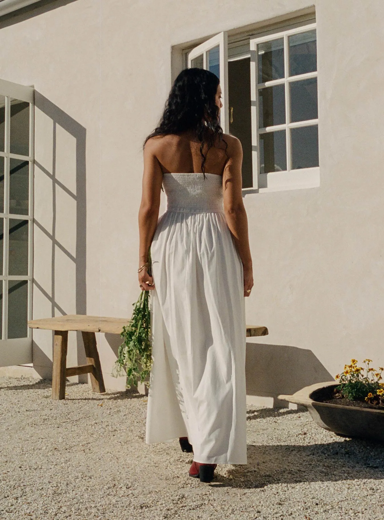 Nicia Strapless Maxi Dress White Cozy evening dress