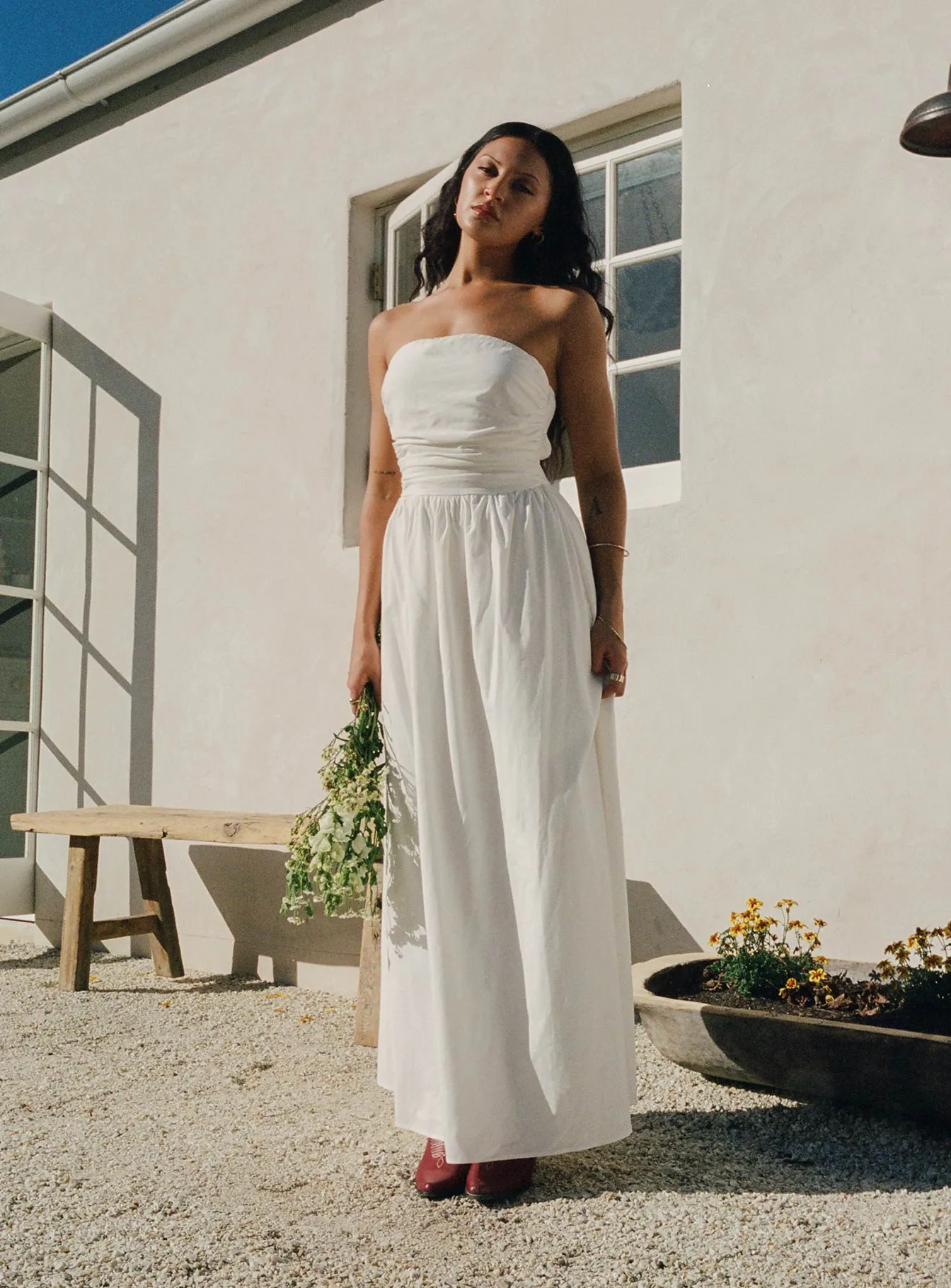Country Glow Nicia Strapless Maxi Dress White