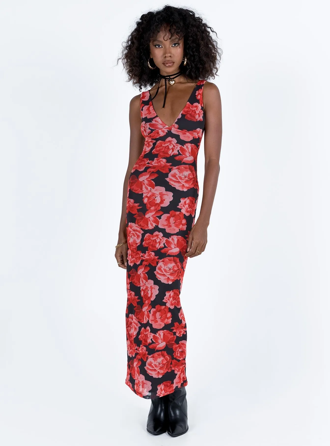 Lauers Maxi Dress Red Floral / Black Art Soul