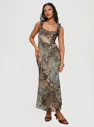 Ismeralda Maxi Dress Leopard Rain Safe Platinum Shine