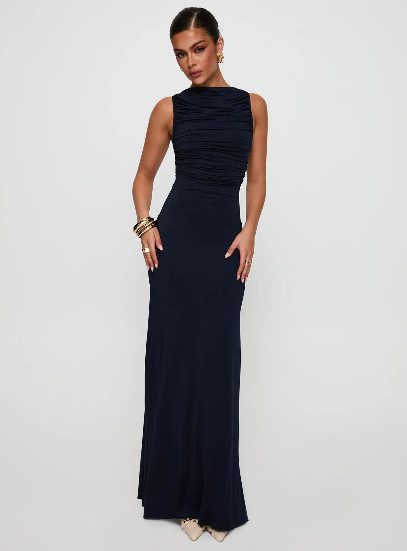 Hemp Glow Undeniable Cut Out Maxi Dress Navy
