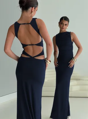Undeniable Cut Out Maxi Dress Navy The flattering shape of this dress creates a beautiful silhouette that is perfect for all body types Light Weight
