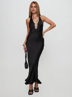 Vasilisa Halter Neck Maxi Dress Black Copper Glow