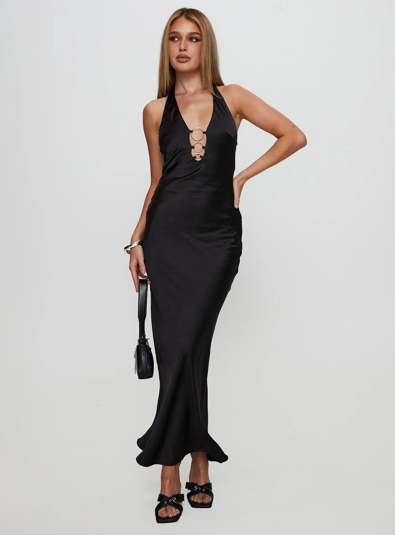 Vasilisa Halter Neck Maxi Dress Black Copper Glow