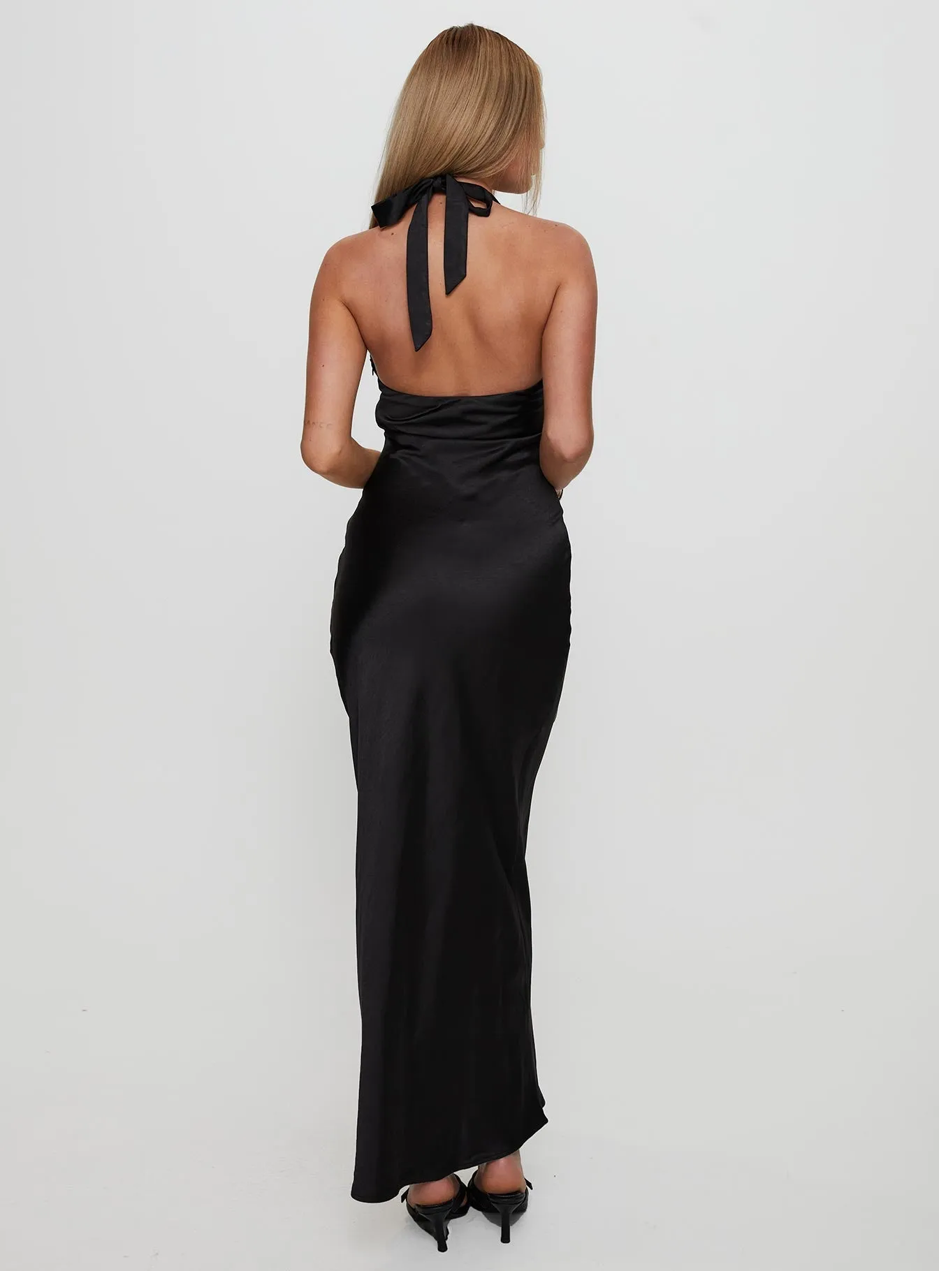 Vasilisa Halter Neck Maxi Dress Black Milky Glow