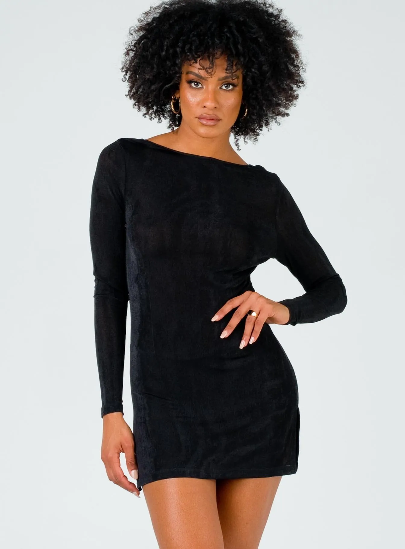 Casual Day Out Modern mini dress with sleeves Montana Mini Dress Black