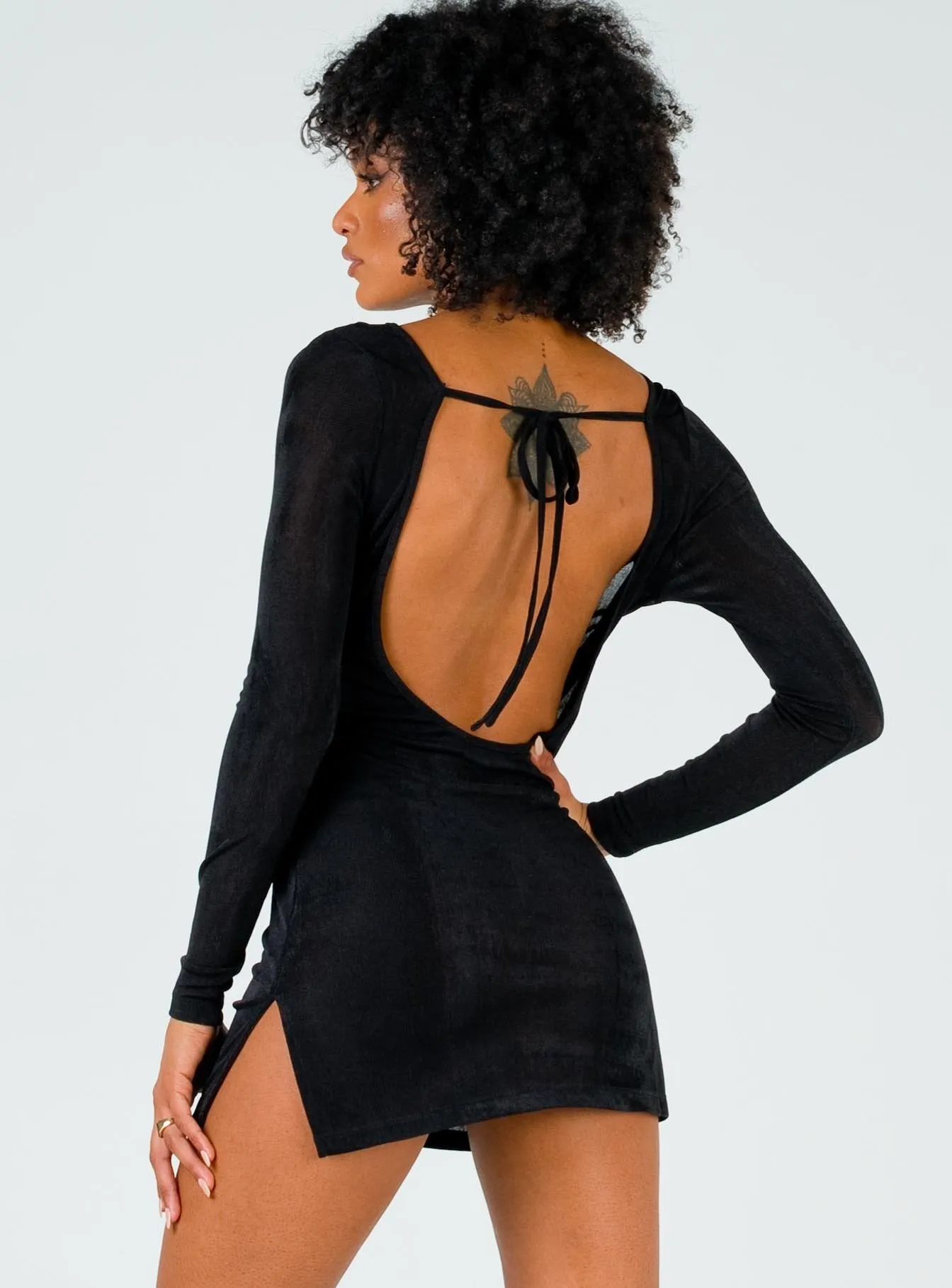 Montana Mini Dress Black Tie Back Closure System Trendy mini outfit