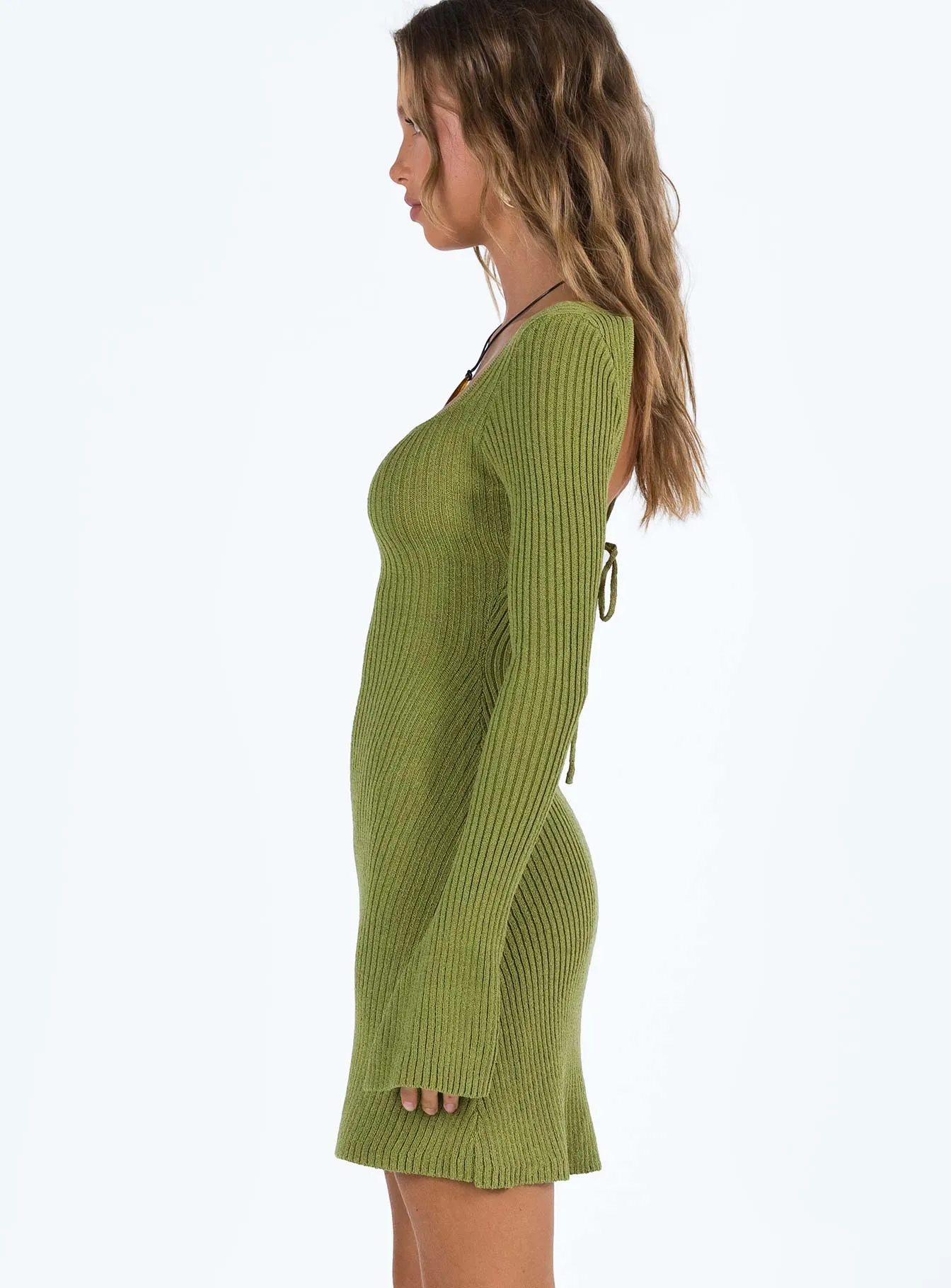 Bold Look Trend Beat Brownhall Long Sleeve Mini Dress Green