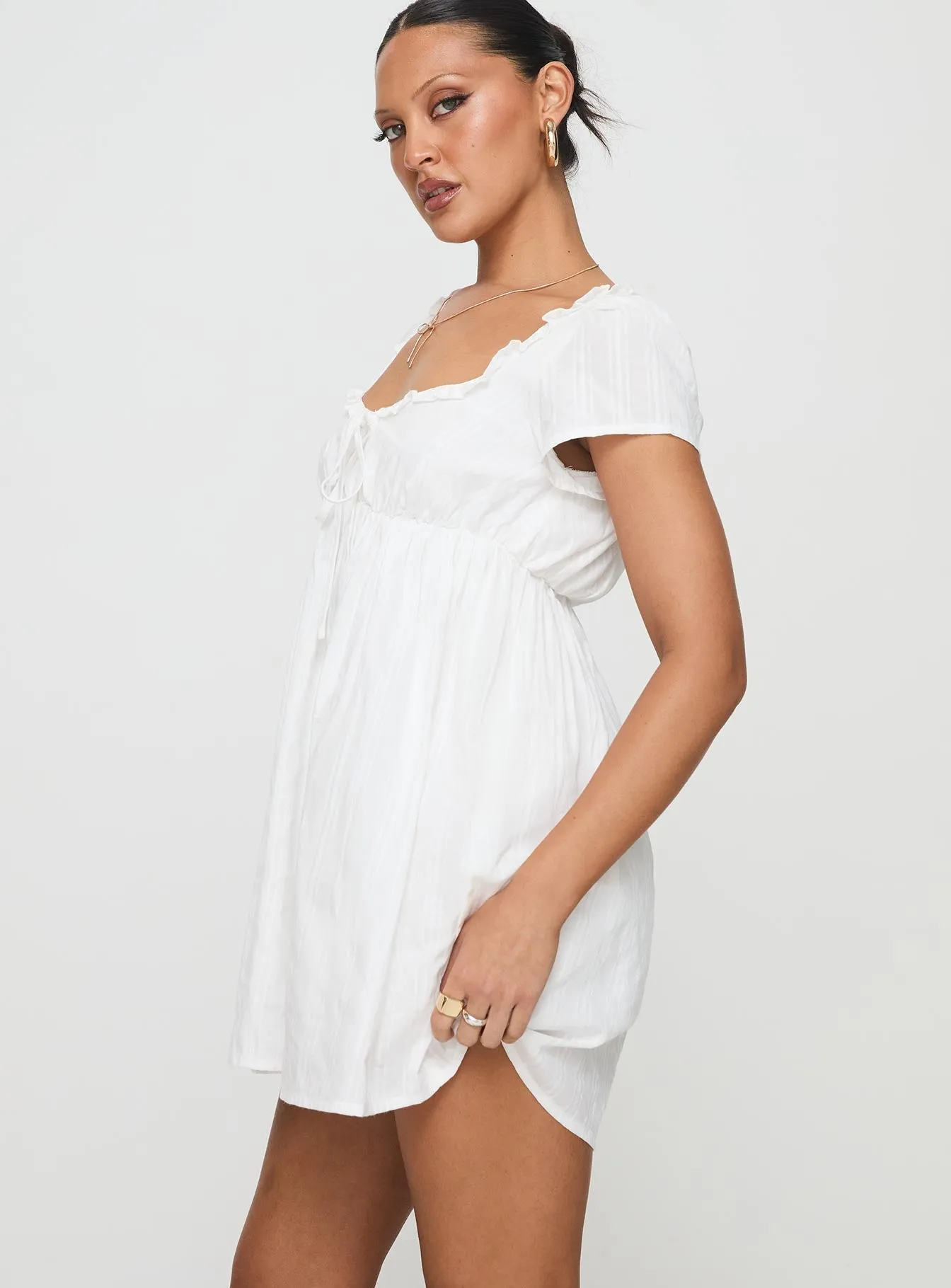 Beat Mode Monsterrat Mini Dress White