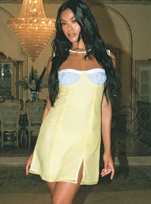 Fritelle Ribbon Mini Dress Yellow / Blue Casual yet chic piece Bohemian wear