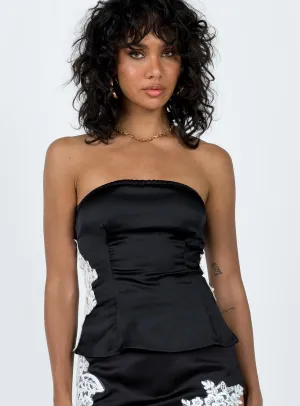 Sittella Tube Top Black Organic Cotton Blend Two Tone Texture Effect