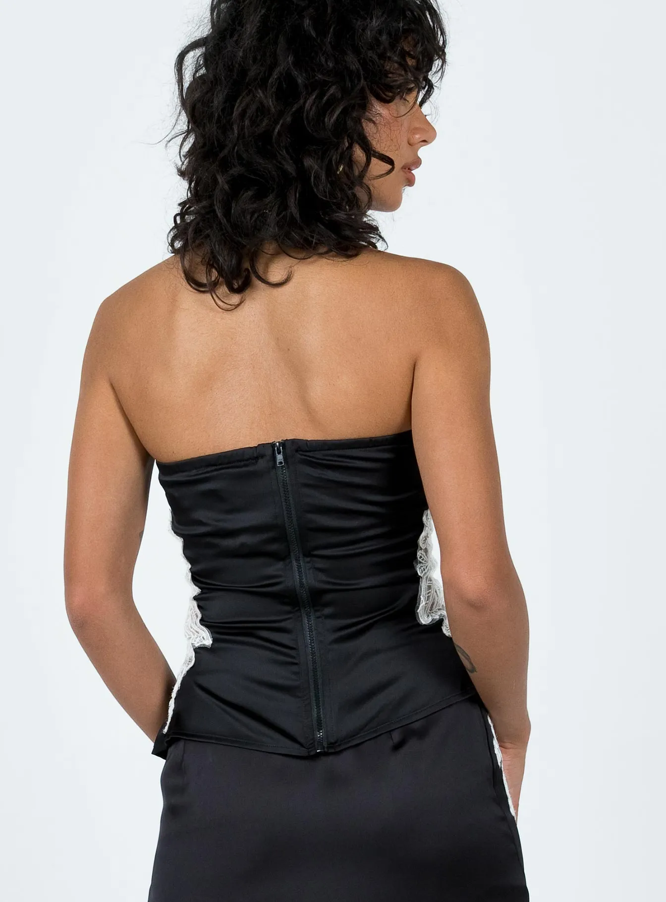 Sittella Tube Top Black Hybrid Fabric Blend ButtonFront