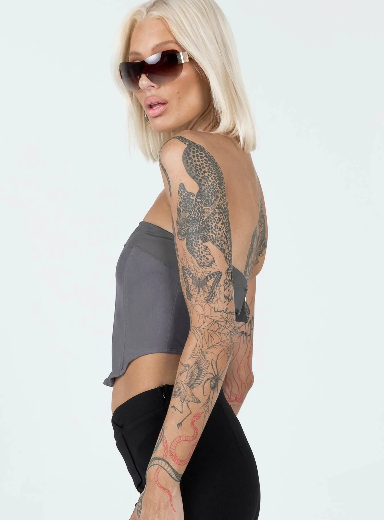 Unstructured Fit Alma Strapless Top Slate