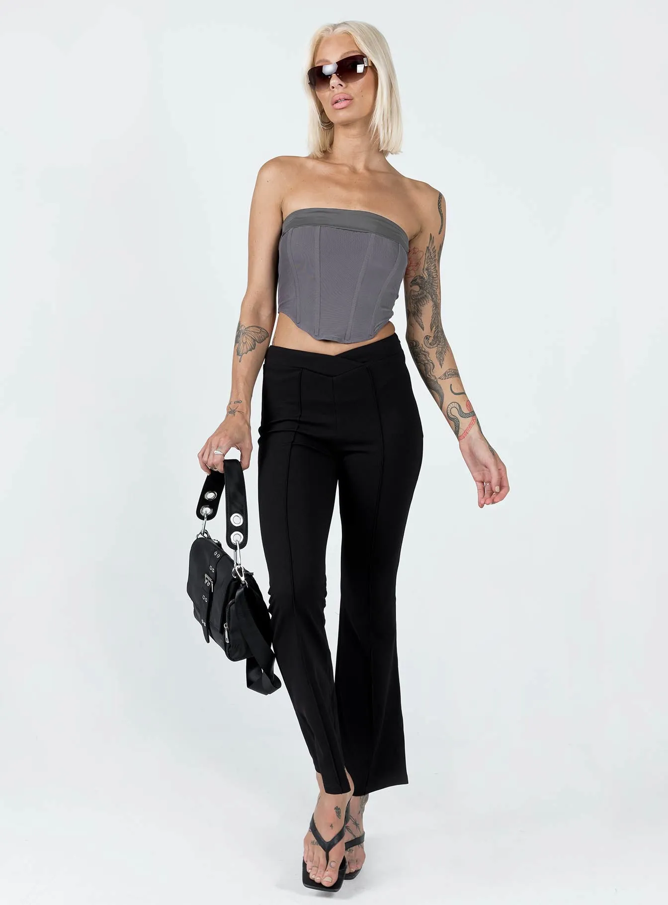 Soft Blended Fabric Alma Strapless Top Slate