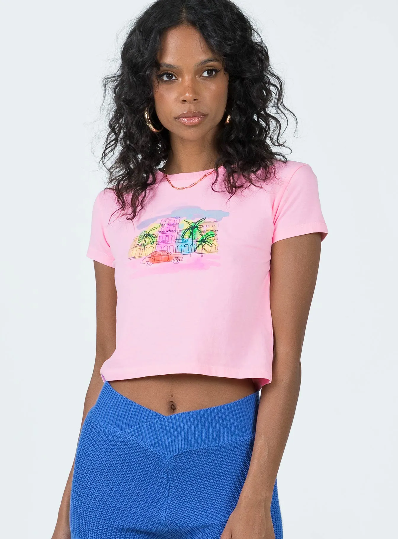 Big City Tee Pink Tagless Design Perfectly Fit