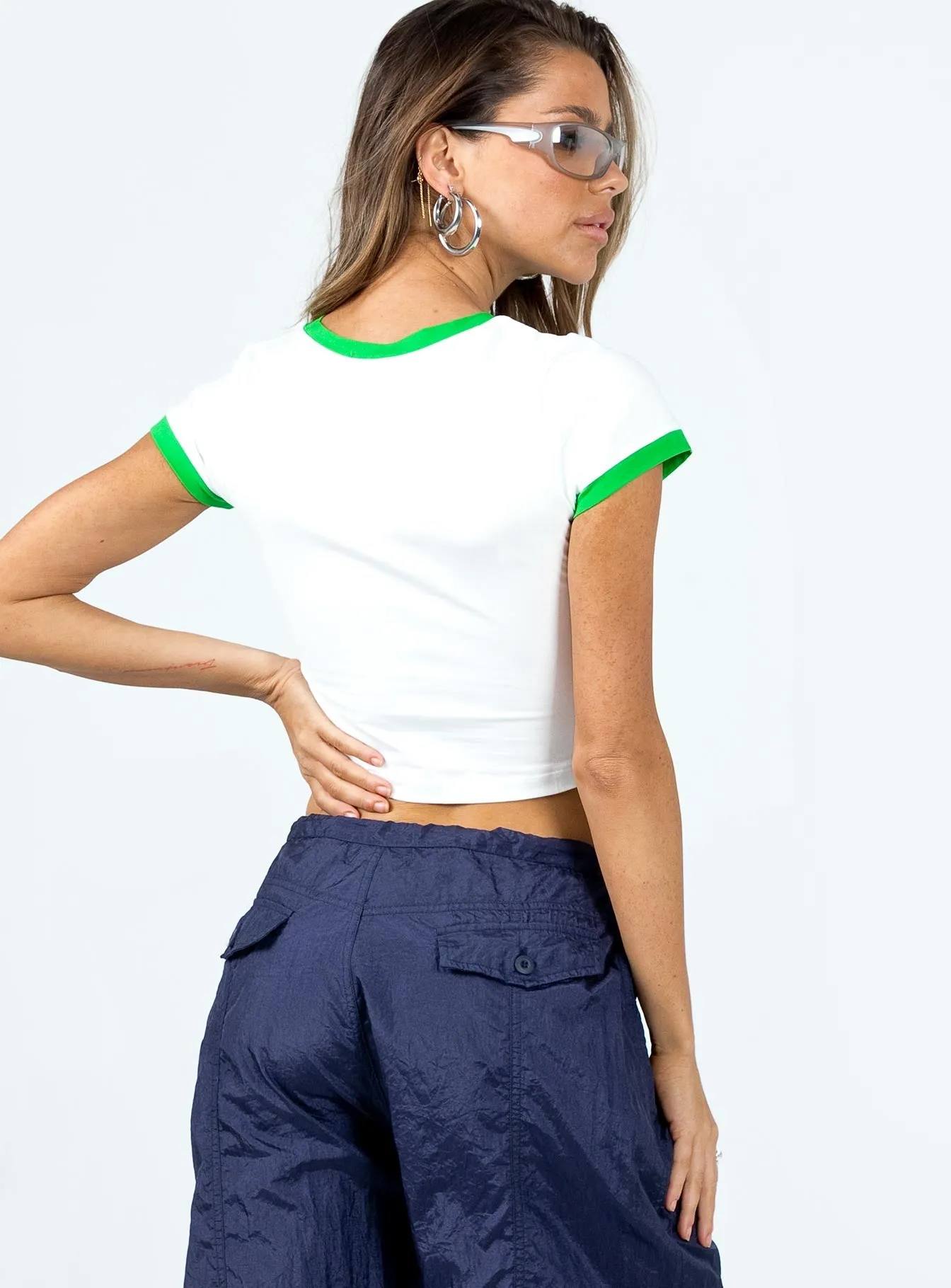 Sweet Oranges Ringer Tee White Natural Fiber Blend
