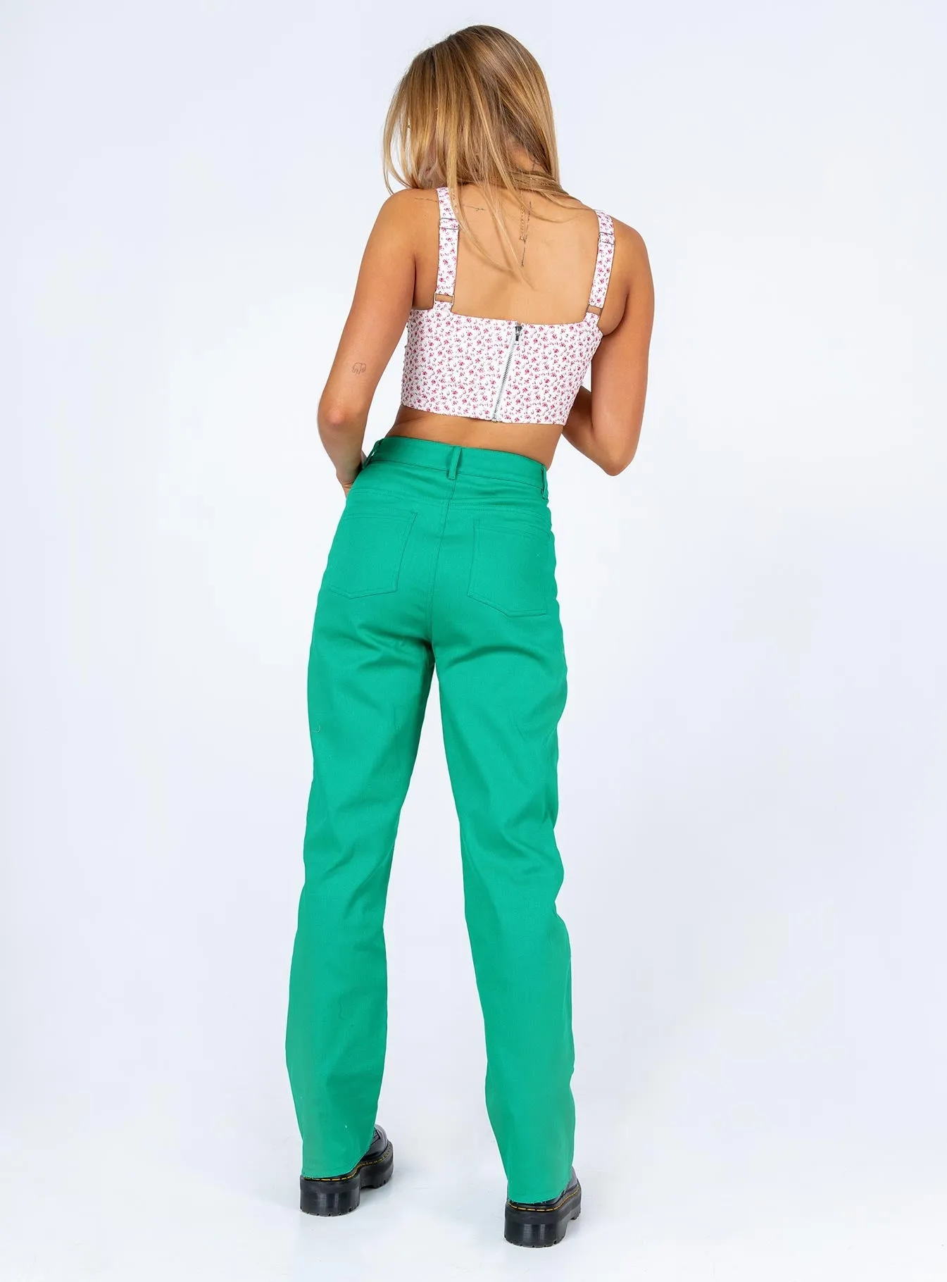Arcos Denim Jeans Green Student Outfit Earthy Lockstitch Construction