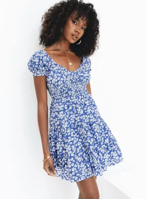 Daniela Mini Dress Blue Floral Look Loud