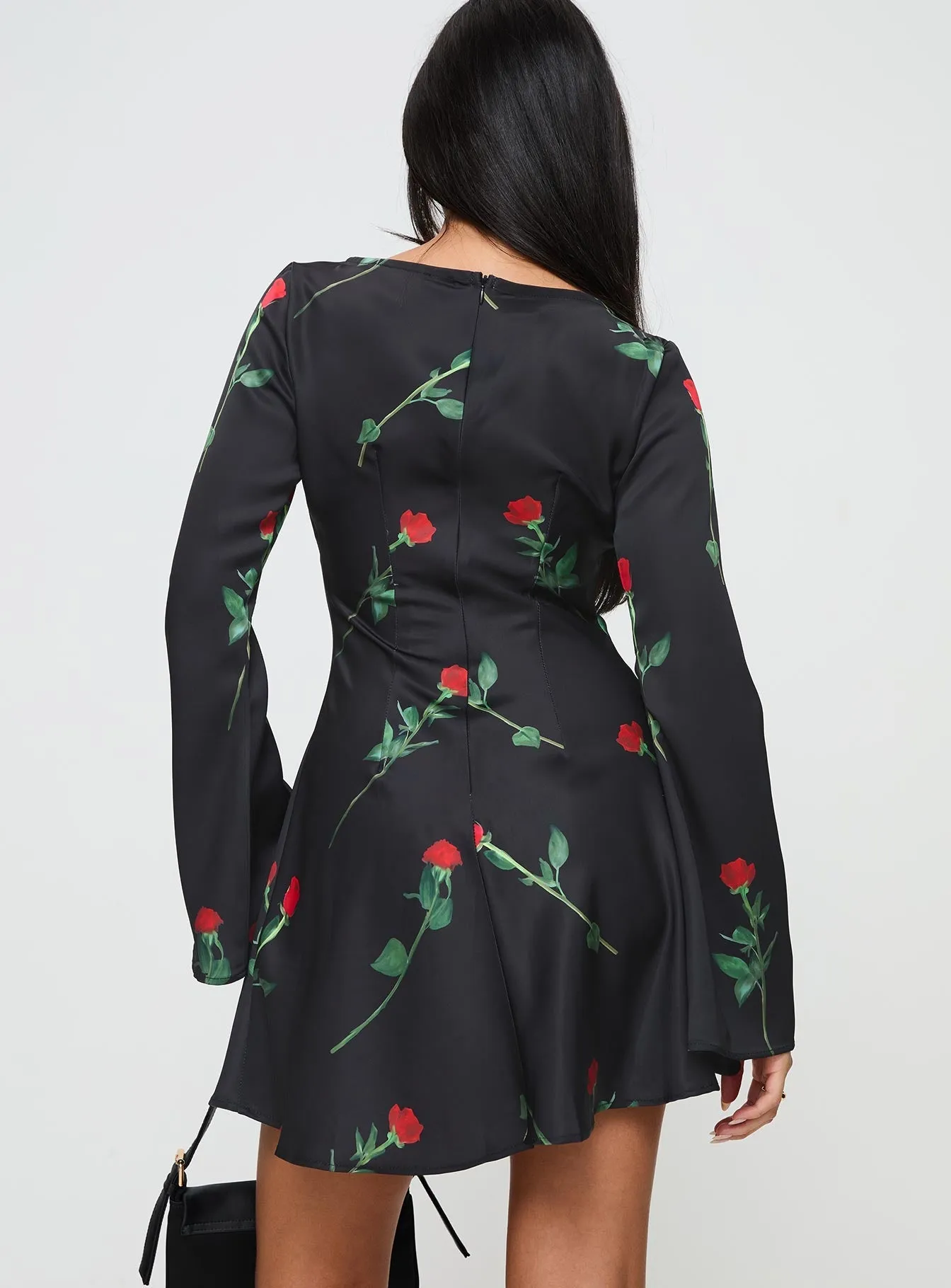 Playful fabric mini dress Heartfelt Long Sleeve Mini Dress Black