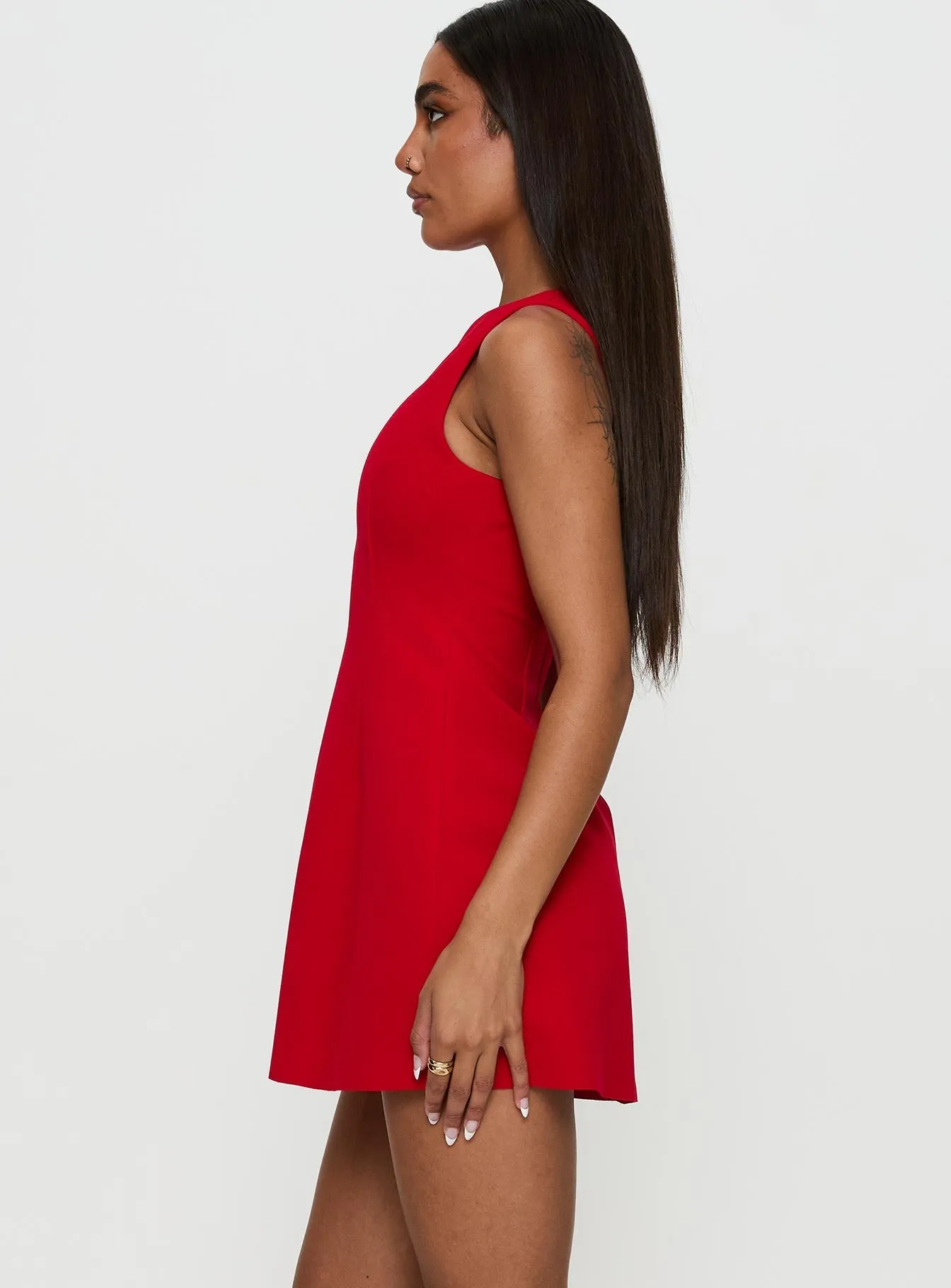 Flowy Design Anse Mini Dress Red