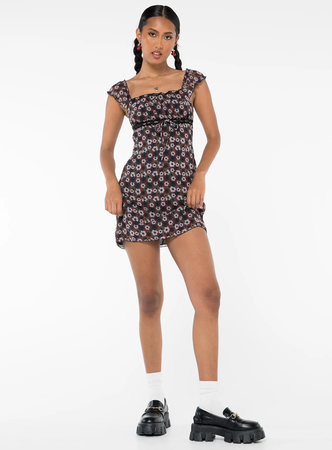 Charming Chic Wear Chic Appeal Aylin Floral Mini Dress Red Multi