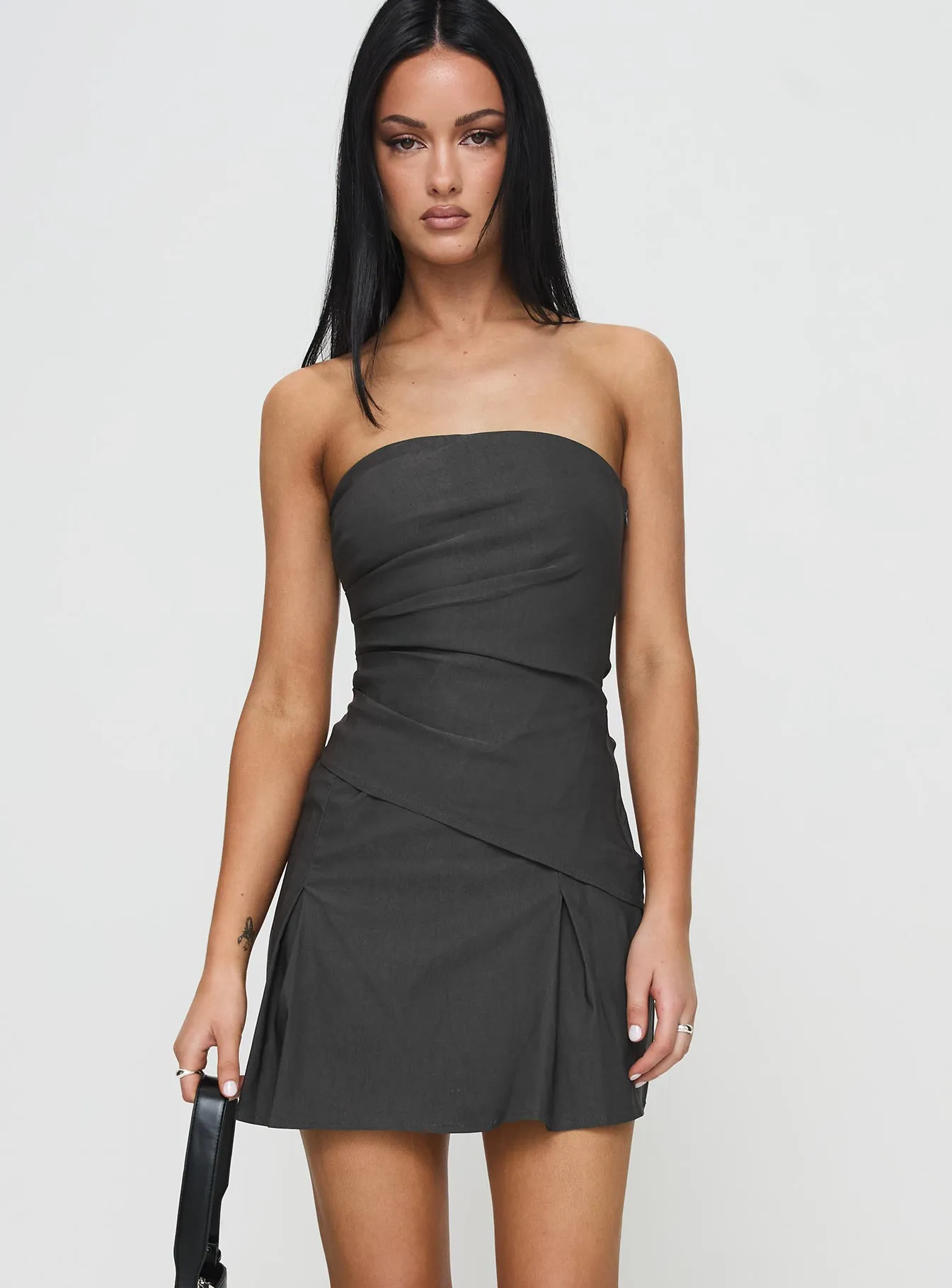 Belleza Strapless Mini Dress Slate Grey Edge Mood