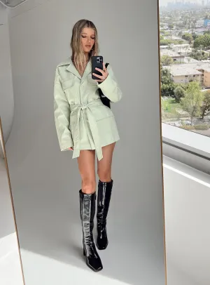 Carter PU Coat Green Smart Casual Style Moisture Wicking Lining